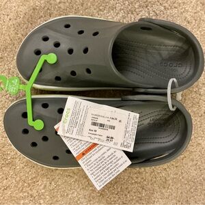 NWT CROCS Dark Gray Sandals ( Men’s 8 / women’s 10 )